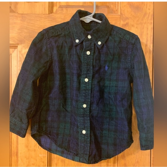 Ralph Lauren Kids Green and Blue Plaid Button Down Shirt - Picture 2 of 8